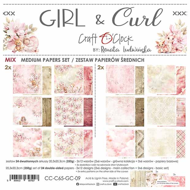 Zestaw papierów 20,3x20,3 - Craft o'clock - Girl & Curl - MIX