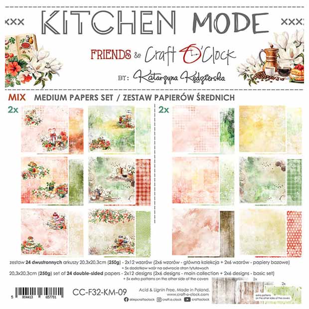 Zestaw papierów 20,3x20,3 - Craft o'clock - Kitchen Mode - MIX