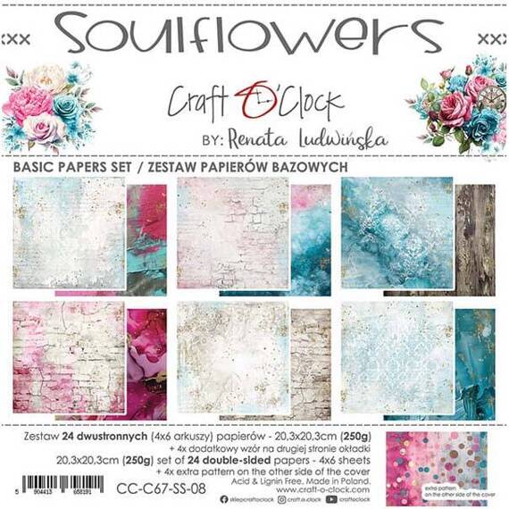 Zestaw papierów 20,3x20,3 - Craft o'clock - Soulflowers - BASIC