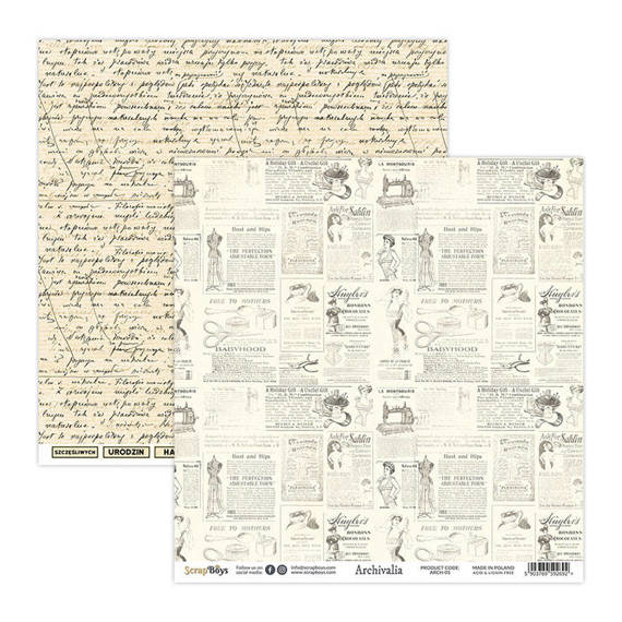 Zestaw papierów 20x20 - Scrapboys - Archivalia