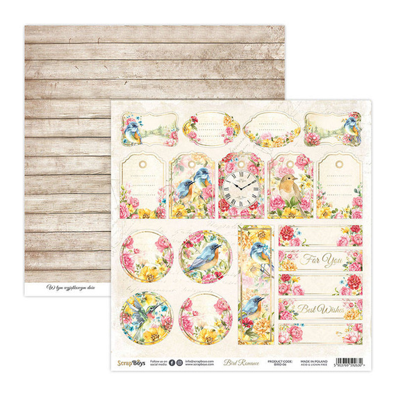 Zestaw papierów 20x20 - Scrapboys - Bird Romance
