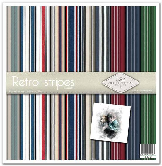 Zestaw papierów 30x30 - Retro stripes paski stare zdjęcia