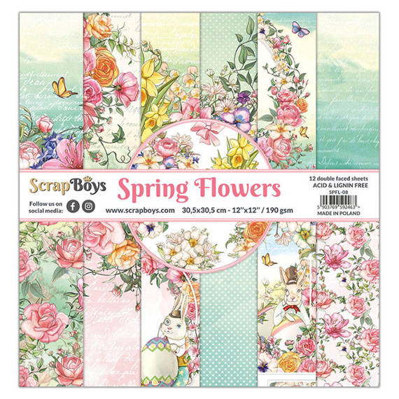 Zestaw papierów 30x30 - Scrapboys - Spring Flowers