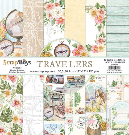 Zestaw papierów 30x30 - Scrapboys - Travelers