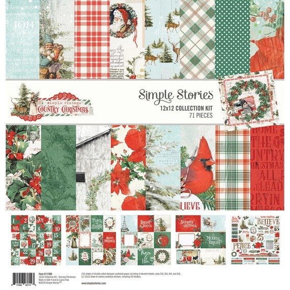 Zestaw papierów 30x30 - Simple Stories - Country Christmas