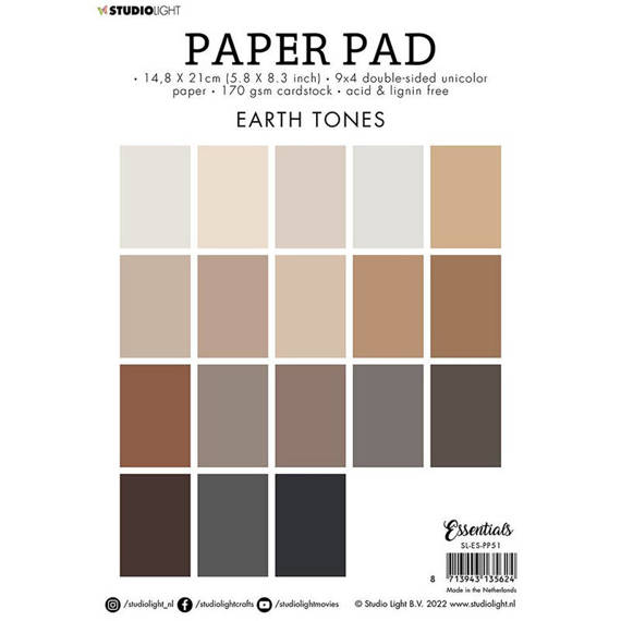 Zestaw papierów A5 - StudioLight - Unicolor Earth tones
