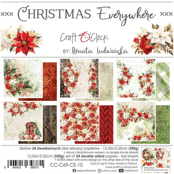 Zestaw papierów do scrapbookingu 15x15 - Craft o'clock - Christmas Everywhere