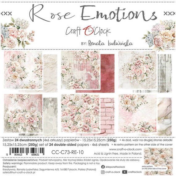 Zestaw papierów do scrapbookingu 15x15 - Craft o'clock - Rose Emotions