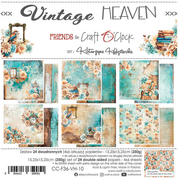 Zestaw papierów do scrapbookingu 15x15 - Craft o'clock - Vintage Heaven