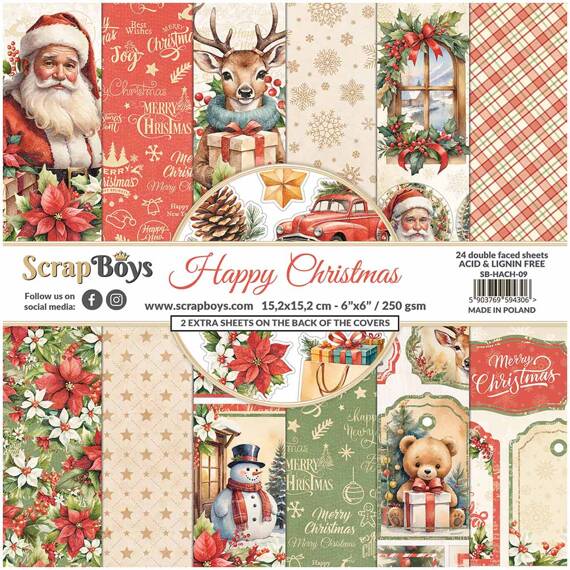 Zestaw papierów do scrapbookingu 15x15 - ScrapBoys - Happy Christmas