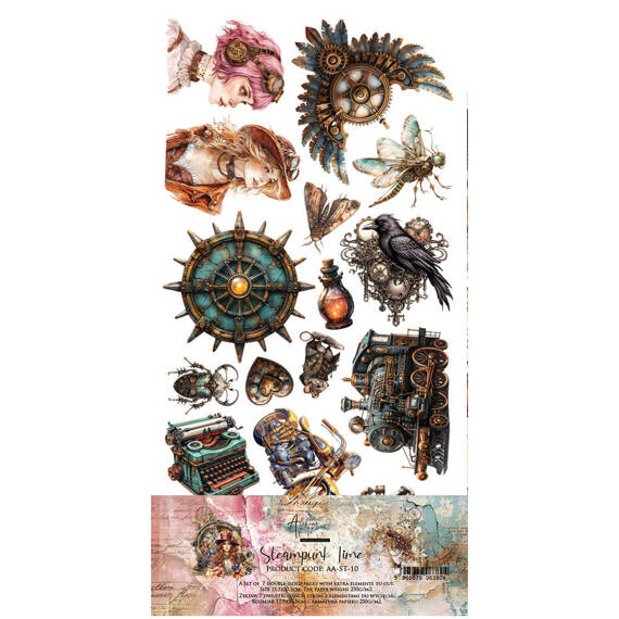 Zestaw papierów do scrapbookingu 15x30 - Alchemy of Art - Steampunk Time