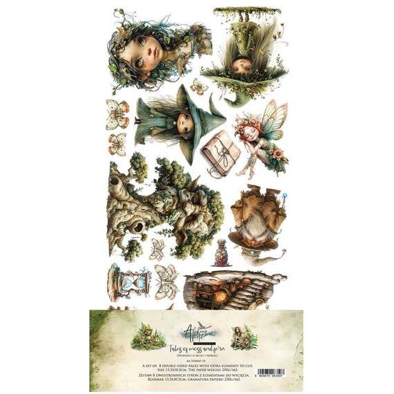 Zestaw papierów do scrapbookingu 15x30 - Alchemy of Art  - Tales of moss and fern