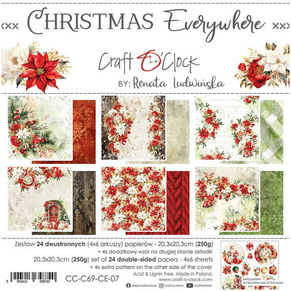 Zestaw papierów do scrapbookingu 20,3x20,3 - Craft o'clock - Christmas Everywhere