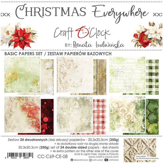 Zestaw papierów do scrapbookingu 20,3x20,3 - Craft o'clock - Christmas Everywhere - BASIC