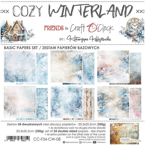 Zestaw papierów do scrapbookingu 20,3x20,3 - Craft o'clock - Cozy Winterland - BASIC