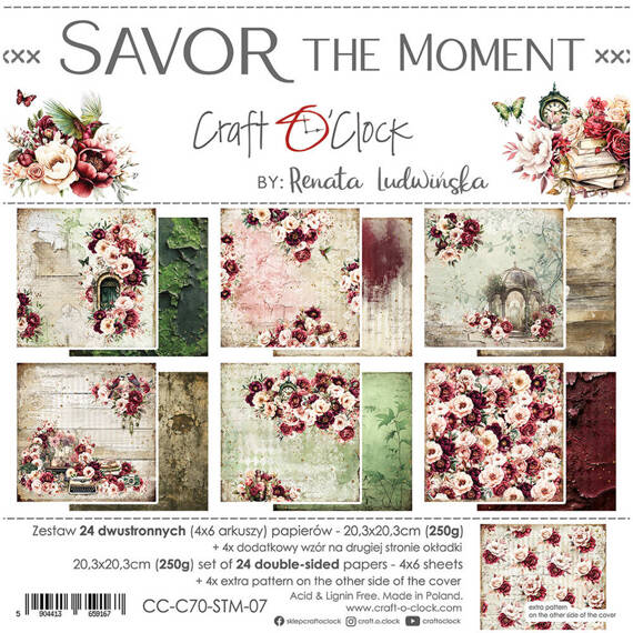 Zestaw papierów do scrapbookingu 20,3x20,3 - Craft o'clock - Savor the Moment