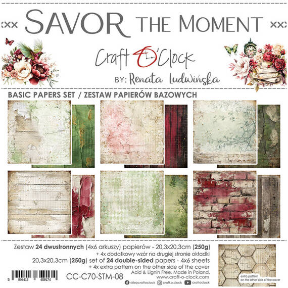 Zestaw papierów do scrapbookingu 20,3x20,3 - Craft o'clock - Savor the Moment - BASIC