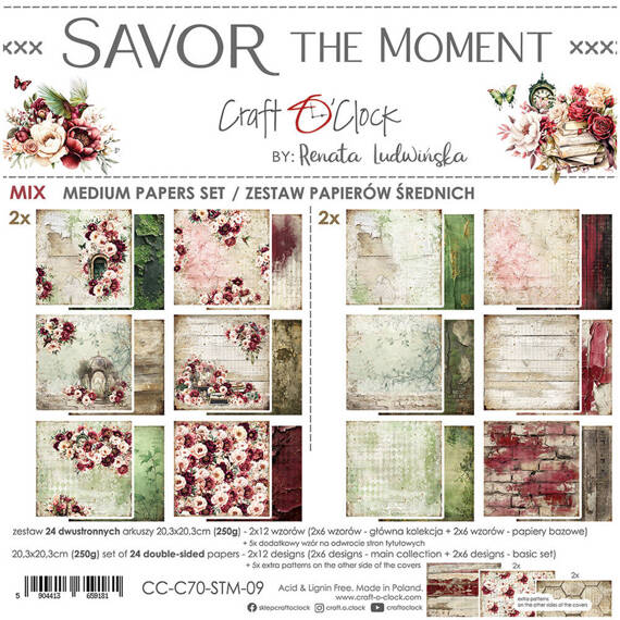 Zestaw papierów do scrapbookingu 20,3x20,3 - Craft o'clock - Savor the Moment mix