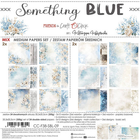 Zestaw papierów do scrapbookingu 20,3x20,3 - Craft o'clock - Something Blue mix