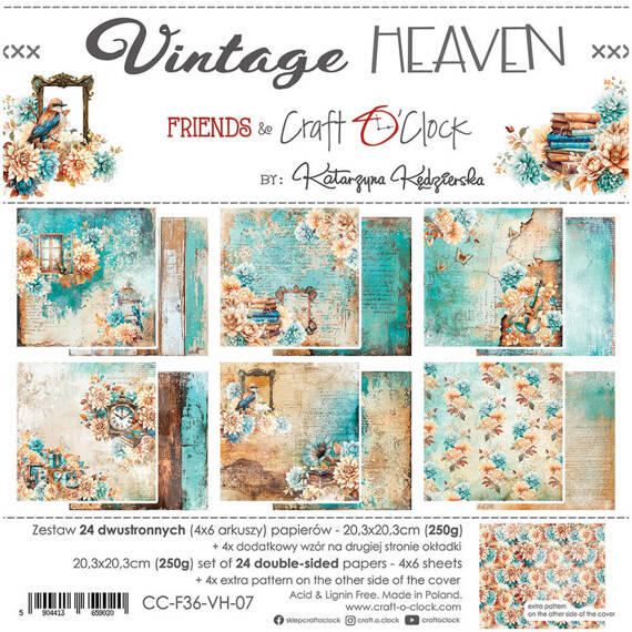 Zestaw papierów do scrapbookingu 20,3x20,3 - Craft o'clock - Vintage Heaven