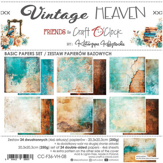 Zestaw papierów do scrapbookingu 20,3x20,3 - Craft o'clock - Vintage Heaven - BASIC