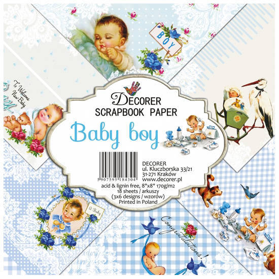 Zestaw papierów do scrapbookingu 20x20 - Decorer - Baby Boy