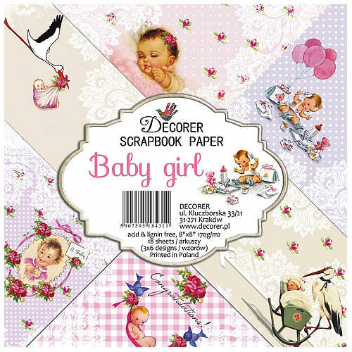 Zestaw papierów do scrapbookingu 20x20 - Decorer - Baby Girl