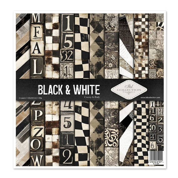 Zestaw papierów do scrapbookingu 30x30 - Itd Collection - Black & White geometryczne czarno-białe wzory