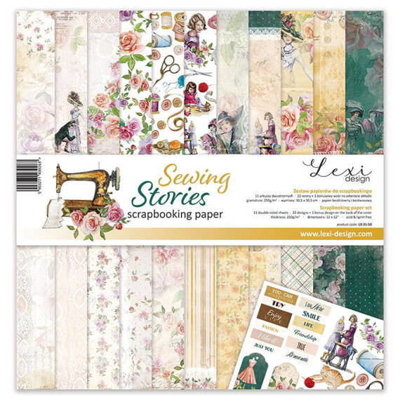 Zestaw papierów do scrapbookingu 30x30 - Lexi Design - Sewing Stories