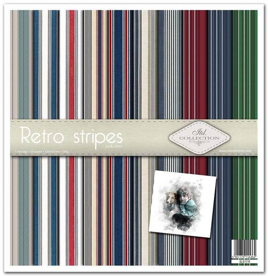 Zestaw papierów do scrapbookingu 30x30 - Retro stripes paski stare zdjęcia