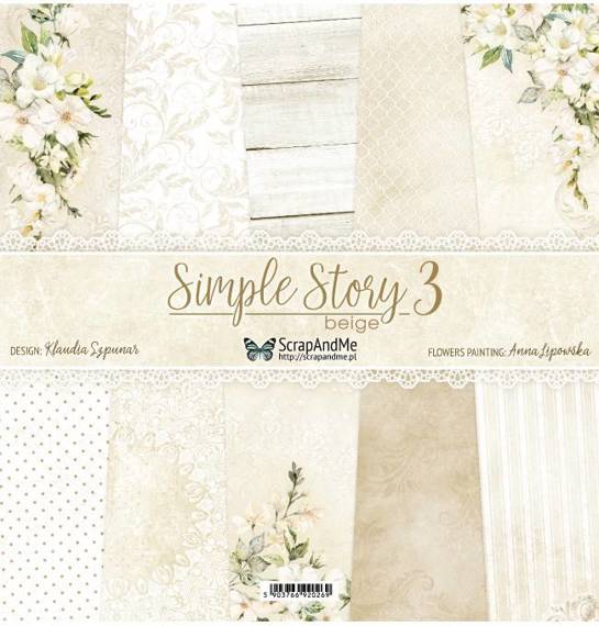 Zestaw papierów do scrapbookingu 30x30 - ScrapAndMe - Simple Story 3 beige