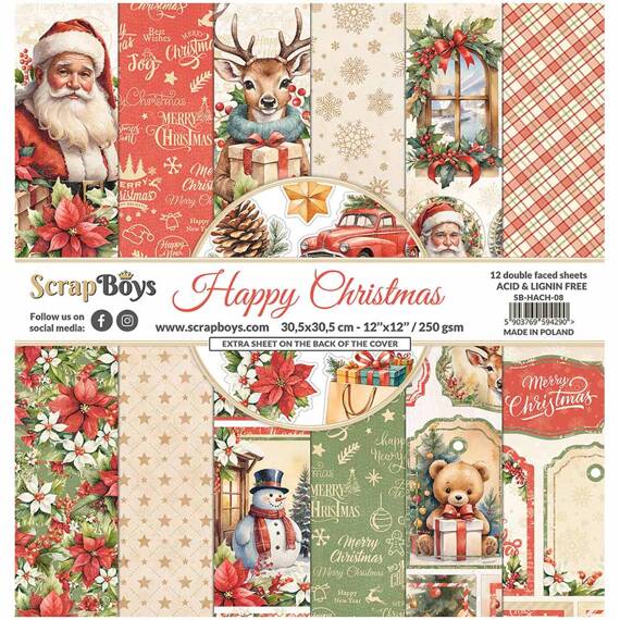 Zestaw papierów do scrapbookingu 30x30 - Scrapboys - Happy Christmas