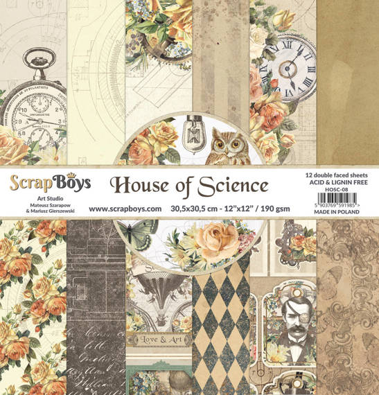 Zestaw papierów do scrapbookingu 30x30 - Scrapboys - House of Science