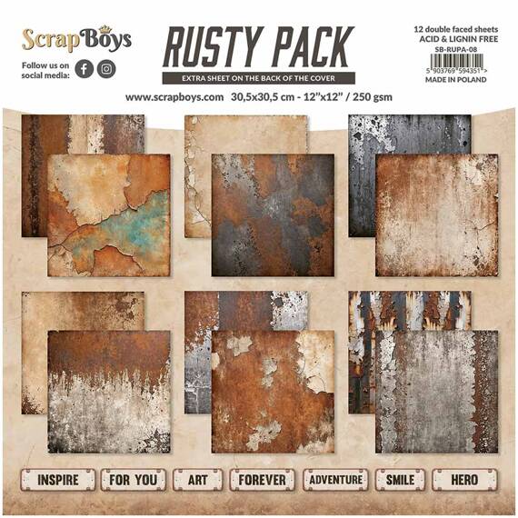 Zestaw papierów do scrapbookingu 30x30 - Scrapboys - Rusty Pack