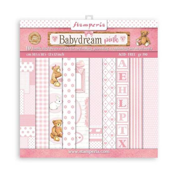 Zestaw papierów do scrapbookingu 30x30 - Stamperia - Babydream Pink