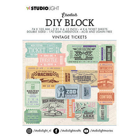 Zestaw papierów do scrapbookingu 7,4 x 10,5 cm Block mini tickets - Studio Light bileciki