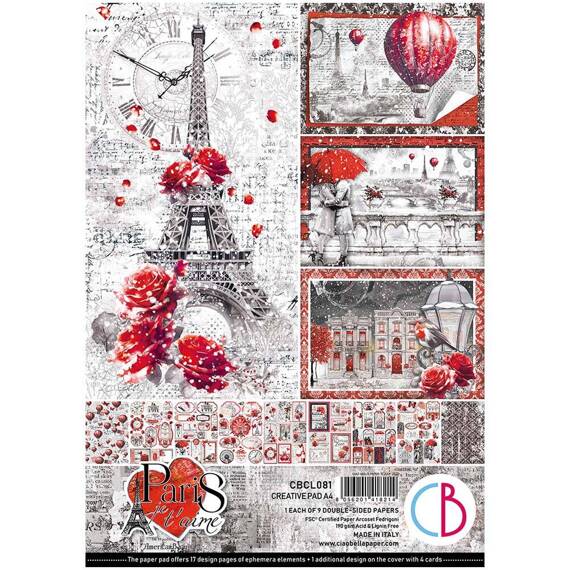 Zestaw papierów do scrapbookingu A4 - Ciao Bella - Paris Je T'aime