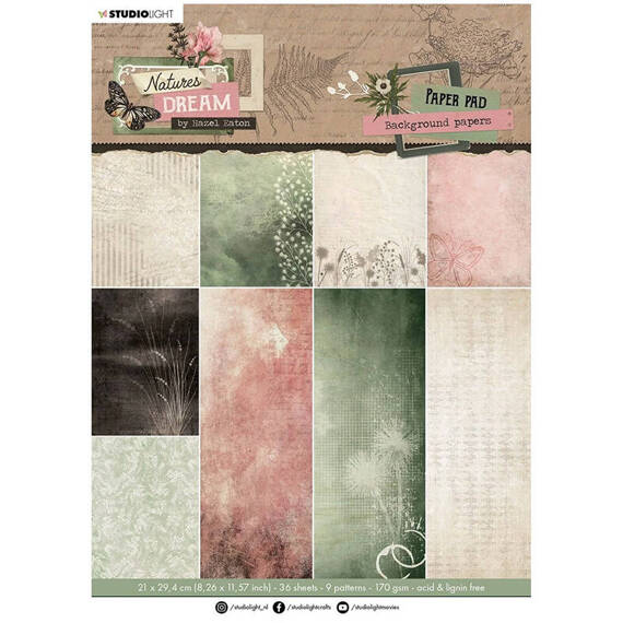 Zestaw papierów do scrapbookingu A4 - Studio Light - Background papers Natures