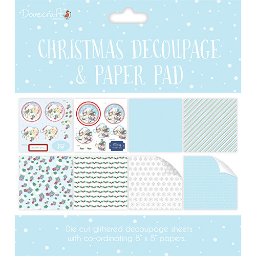 Zestaw papierów i elementów Christmas Decoupage & Paper Pad - Blue