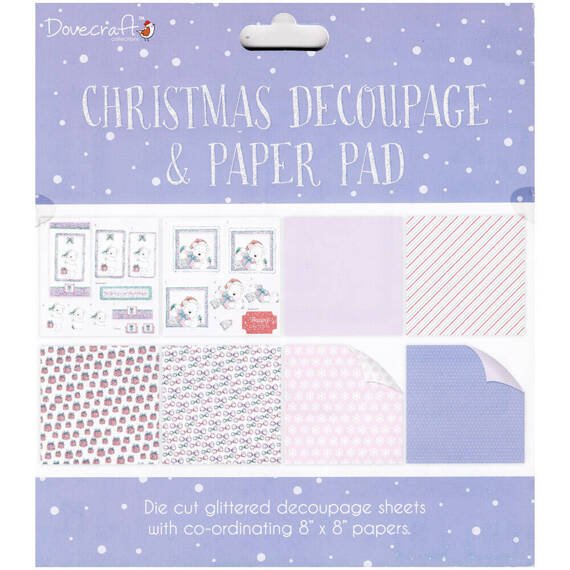 Zestaw papierów i elementów do scrapbookingu Christmas Decoupage & Paper Pad - Purple