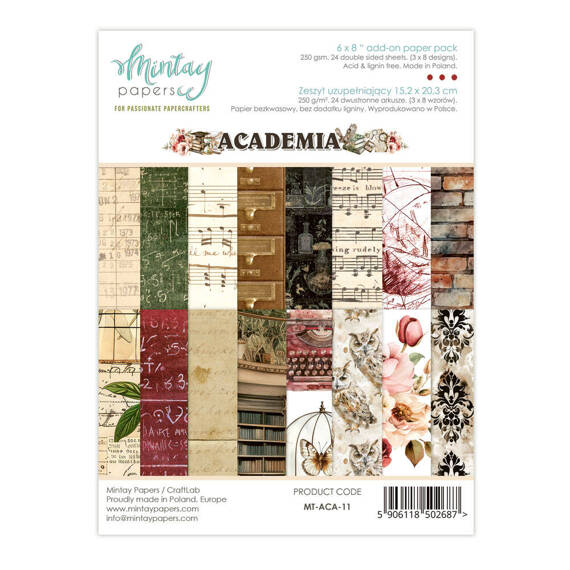 Zeszyt uzupełniający papierów do scrapbookingu 15x20 - Mintay - Academia