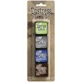 Mini Distress Pad kit 14 - Ranger - Twisted Citron, Hickory Smoke, Blueprint Sketch, Ground Espresso
