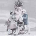 Serwetka 33x33cm - Children with Christmas Tree