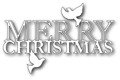 Wykrojnik - Memory Box - Peaceful Merry Christmas 99010 - gołąbki napis Merry Christmas