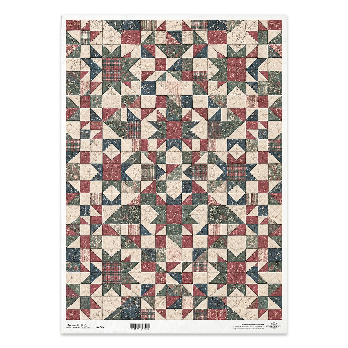 Papier ryżowy do decoupage A3 - R1772L - Itd Collection - patchwork   