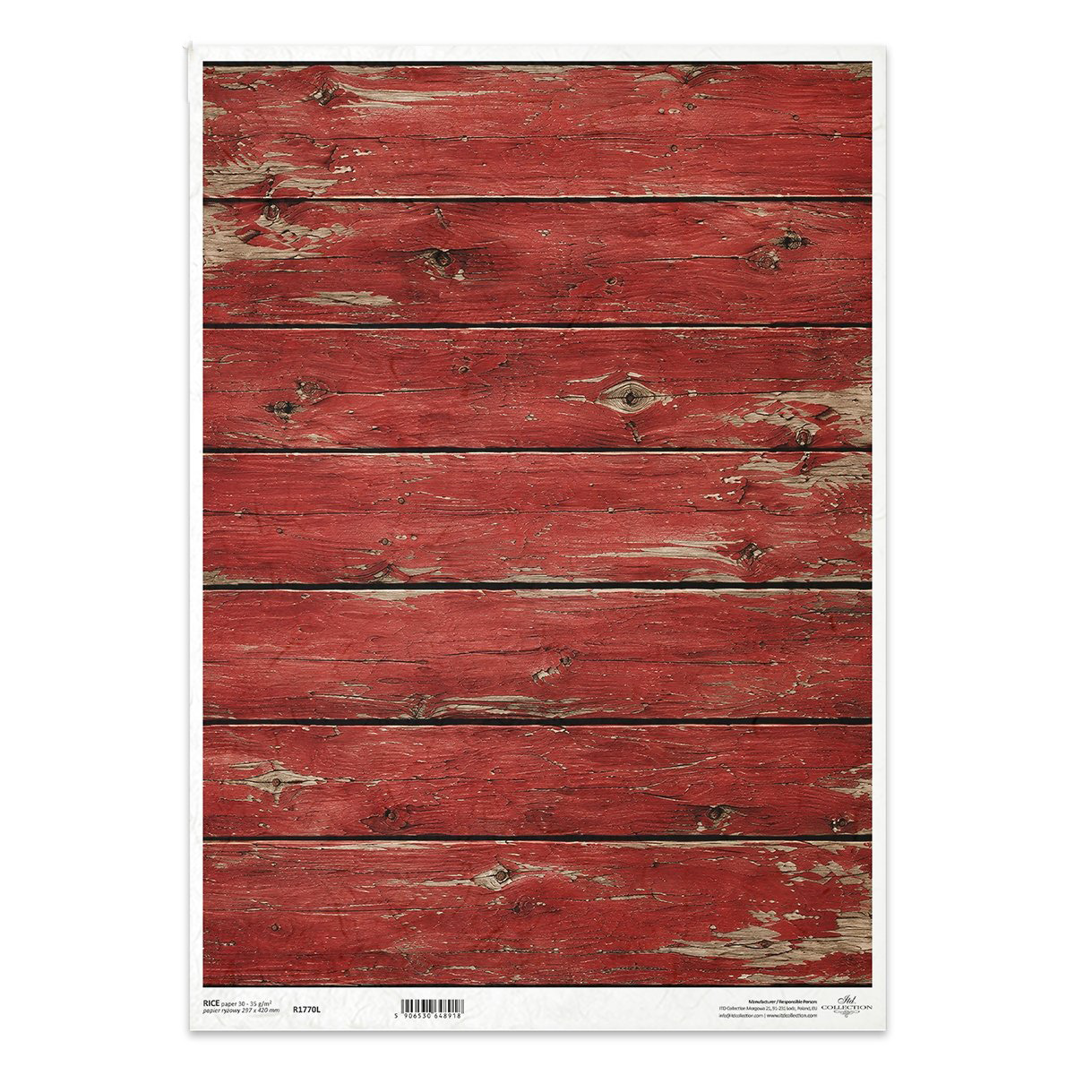 Papier ryżowy do decoupage A3 - R1770L - Itd Collection - czerwone deski